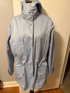 Joe Fresh Powder Blue Hooded Utility/Water Resistant Jacket Medium